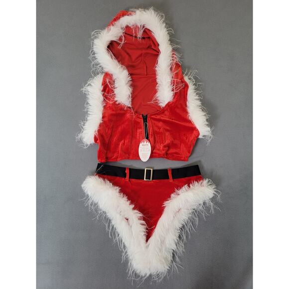 RSLOVE Women Christmas Santa Lingerie Set Velvet Claus Outfit 2Pcs XL - Picture 3 of 9